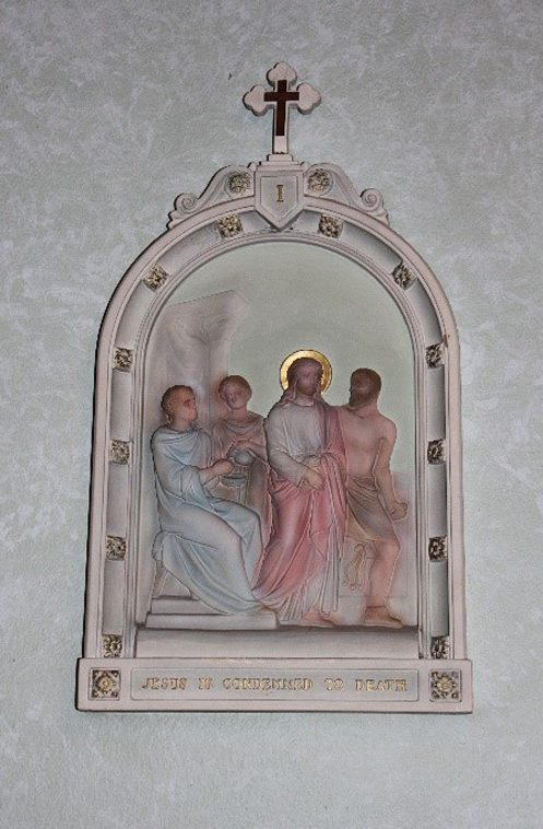 A painting of jesus christ and two women.